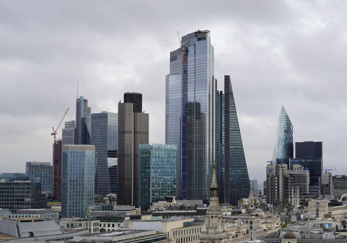 London skyline with investment banks